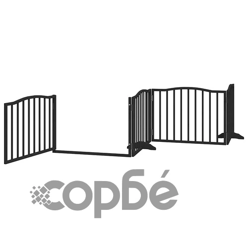 Сгъваема преграда за куче с врата 12 панела черна 960 см топола ➤ топ цена ➤ sorbe.bg