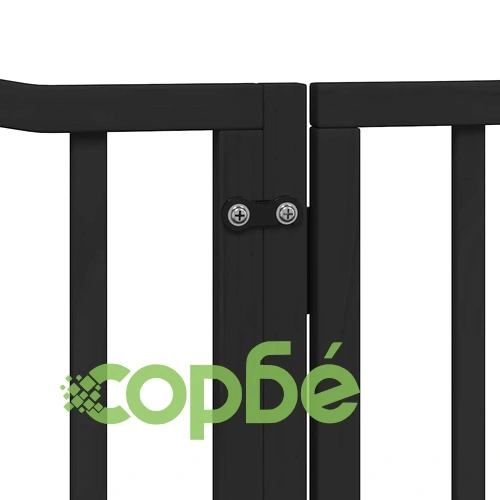 Сгъваема преграда за куче с врата 12 панела черна 960 см топола ➤ топ цена ➤ sorbe.bg