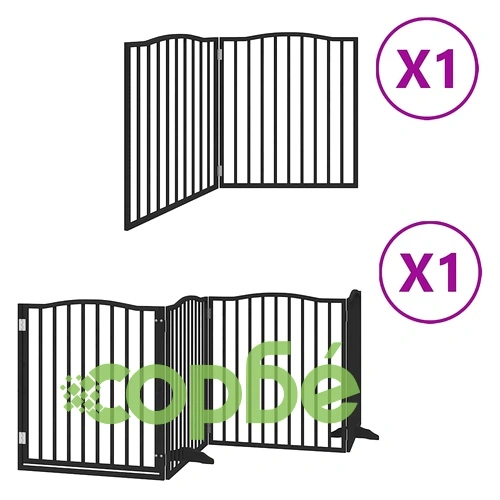 Сгъваема преграда за куче с врата 6 панела черна 480 см топола ➤ топ цена ➤ sorbe.bg
