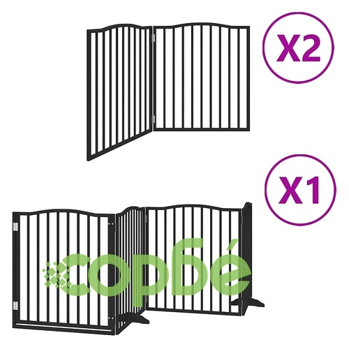 Сгъваема преграда за куче с врата 8 панела черна 640 см топола ➤ топ цена ➤ sorbe.bg