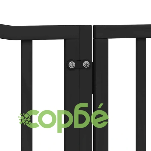 Сгъваема преграда за куче с врата 8 панела черна 640 см топола ➤ топ цена ➤ sorbe.bg