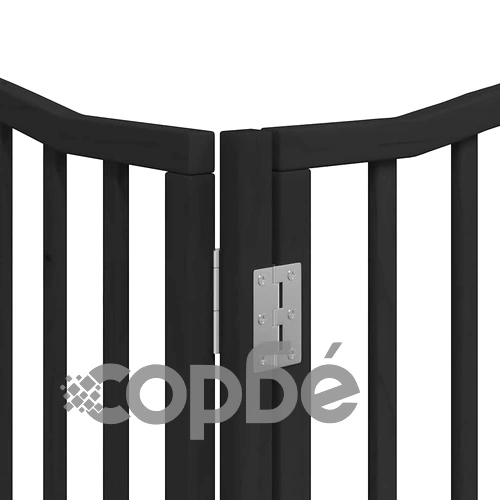 Сгъваема преграда за куче с врата 8 панела черна 640 см топола ➤ топ цена ➤ sorbe.bg