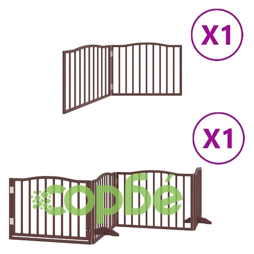 Сгъваема преграда за куче с врата 6 панела кафява 480 см топола ➤ топ цена ➤ sorbe.bg
