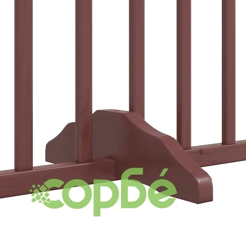 Сгъваема преграда за куче с врата 6 панела кафява 480 см топола ➤ топ цена ➤ sorbe.bg