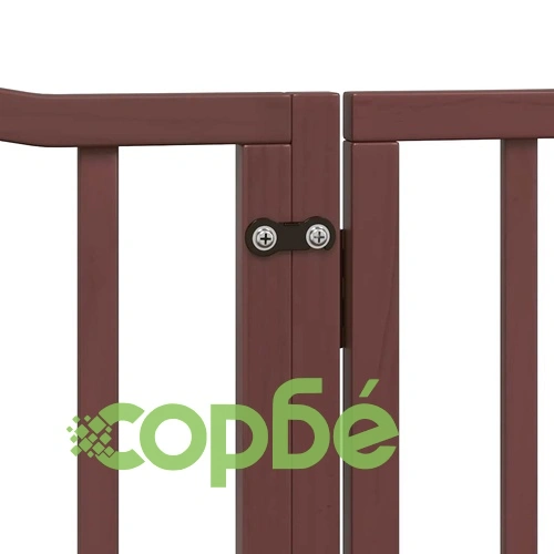 Сгъваема преграда за куче с врата 8 панела кафява 640 см топола ➤ топ цена ➤ sorbe.bg