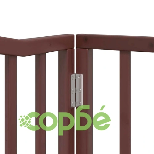 Сгъваема преграда за куче с врата 8 панела кафява 640 см топола ➤ топ цена ➤ sorbe.bg