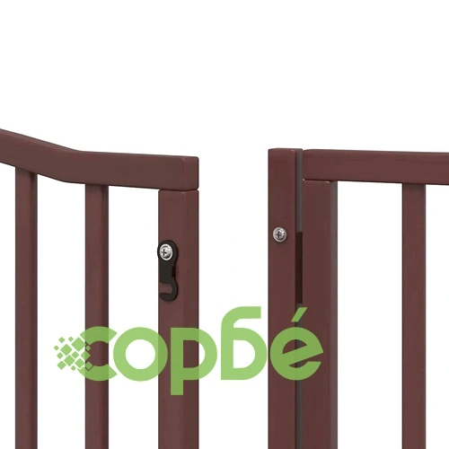 Сгъваема преграда за куче с врата 8 панела кафява 640 см топола ➤ топ цена ➤ sorbe.bg