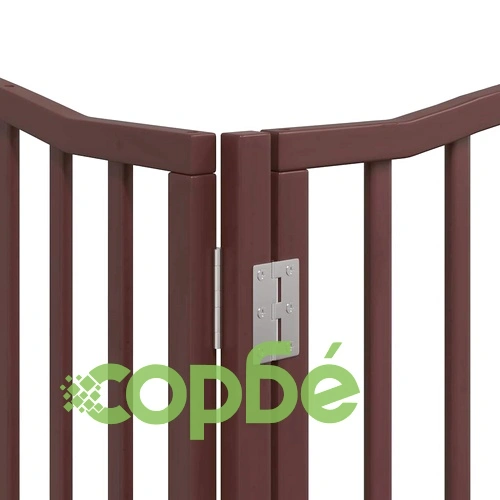 Сгъваема преграда за куче с врата 8 панела кафява 640 см топола ➤ топ цена ➤ sorbe.bg