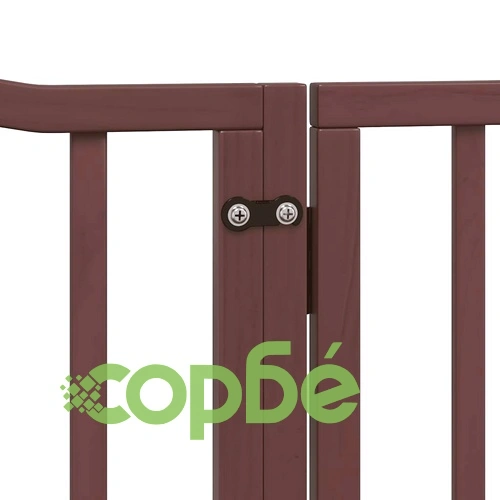 Сгъваема преграда за куче с врата 12 панела кафяв 960 см топола ➤ топ цена ➤ sorbe.bg