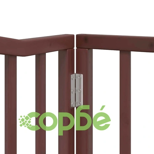 Сгъваема преграда за куче с врата 12 панела кафяв 960 см топола ➤ топ цена ➤ sorbe.bg