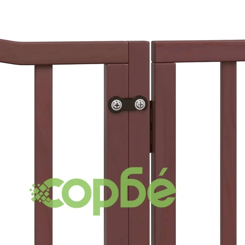 Сгъваема преграда за куче с врата 6 панела кафява 480 см топола ➤ топ цена ➤ sorbe.bg