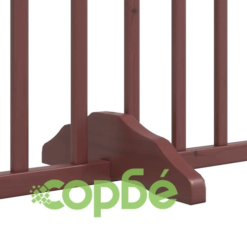 Сгъваема преграда за куче с врата 6 панела кафява 480 см топола ➤ топ цена ➤ sorbe.bg