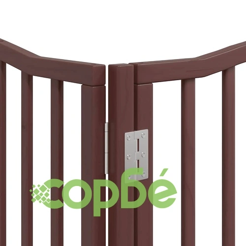 Сгъваема преграда за куче с врата 10 панела кафяв 800 см топола ➤ топ цена ➤ sorbe.bg