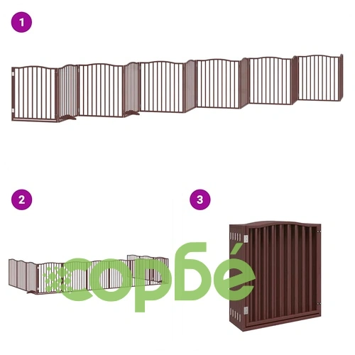 Сгъваема преграда за куче с врата 12 панела кафяв 960 см топола ➤ топ цена ➤ sorbe.bg