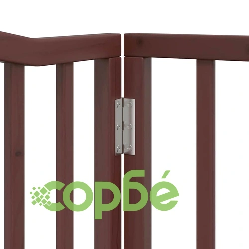 Сгъваема преграда за куче с врата 12 панела кафяв 960 см топола ➤ топ цена ➤ sorbe.bg