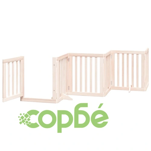 Сгъваема преграда за кучета с врата 9 панела 450 см топола ➤ топ цена ➤ sorbe.bg