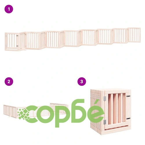 Сгъваема преграда за кучета с врата 15 панела 750 см топола ➤ топ цена ➤ sorbe.bg