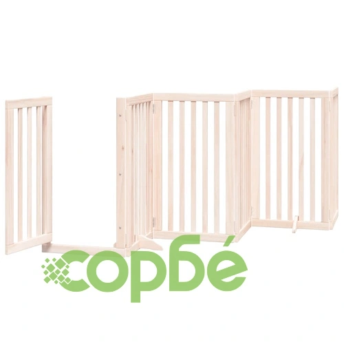 Сгъваема преграда за кучета с врата 9 панела 450 см топола ➤ топ цена ➤ sorbe.bg