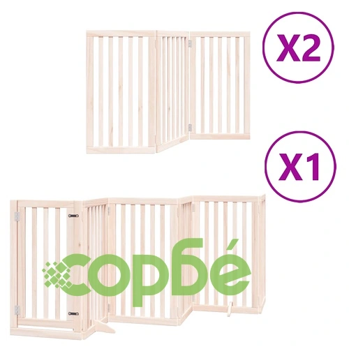 Сгъваема преграда за кучета с врата 12 панела 600 см топола ➤ топ цена ➤ sorbe.bg