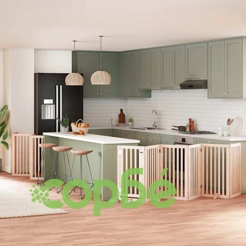 Сгъваема преграда за кучета с врата 12 панела 600 см топола ➤ топ цена ➤ sorbe.bg