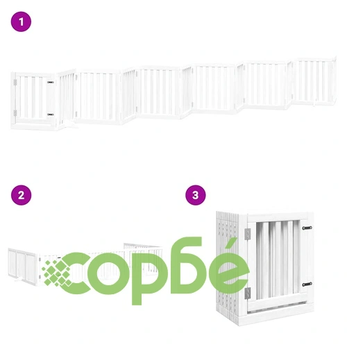 Сгъваема преграда за кучета с врата 12 панела бял 600 см топола ➤ топ цена ➤ sorbe.bg