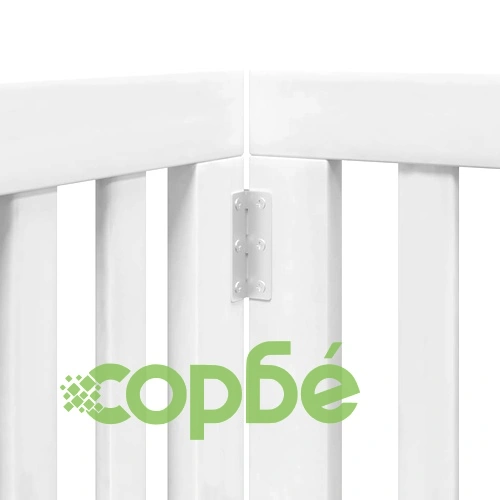 Сгъваема преграда за кучета с врата 12 панела бял 600 см топола ➤ топ цена ➤ sorbe.bg