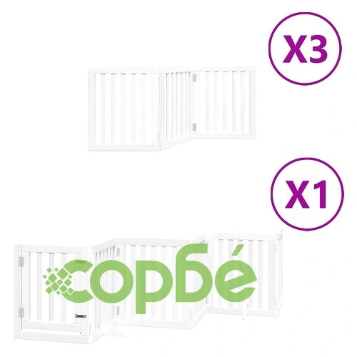 Сгъваема преграда за кучета с врата 15 панела бял 750 см топола ➤ топ цена ➤ sorbe.bg