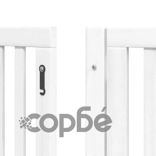 Сгъваема преграда за кучета с врата 15 панела бял 750 см топола ➤ топ цена ➤ sorbe.bg