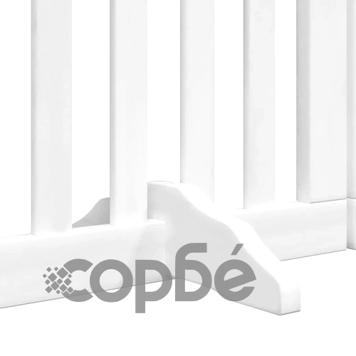 Сгъваема преграда за кучета с врата 9 панела бял 450 см топола ➤ топ цена ➤ sorbe.bg