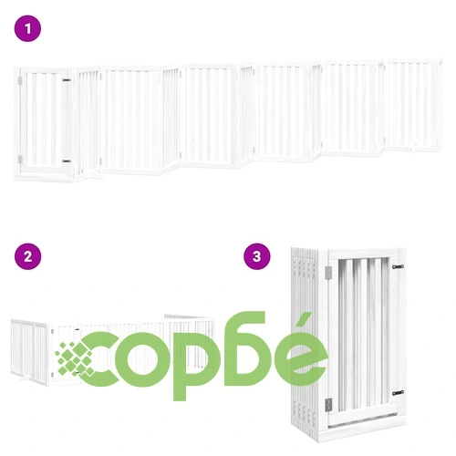 Сгъваема преграда за кучета с врата 12 панела бял 600 см топола ➤ топ цена ➤ sorbe.bg