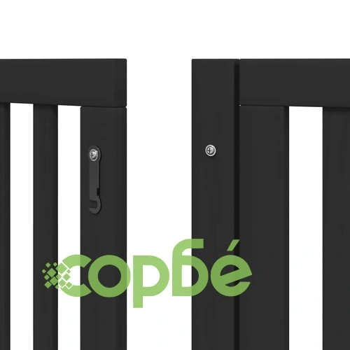 Сгъваема преграда за куче с врата 9 панела черна 450 см топола ➤ топ цена ➤ sorbe.bg