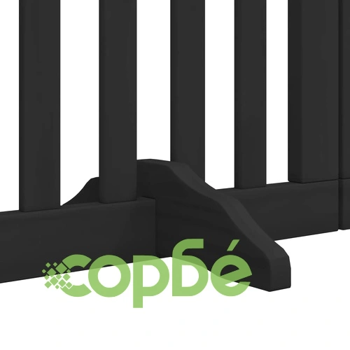 Сгъваема преграда за куче с врата 15 панела черна 750 см топола ➤ топ цена ➤ sorbe.bg