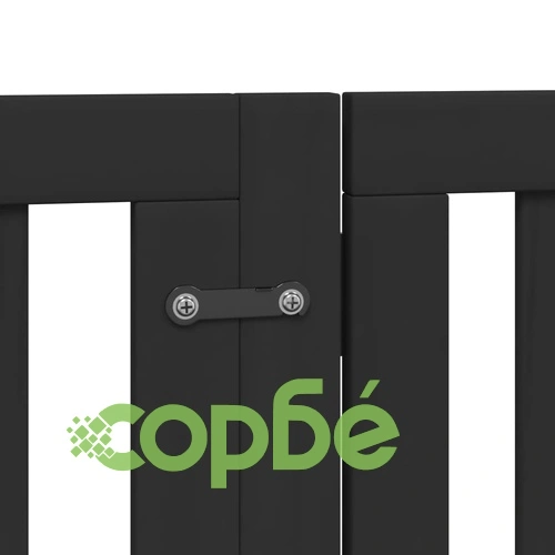 Сгъваема преграда за куче с врата 15 панела черна 750 см топола ➤ топ цена ➤ sorbe.bg