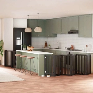 Сгъваема преграда за куче с врата 12 панела черна 600 см топола