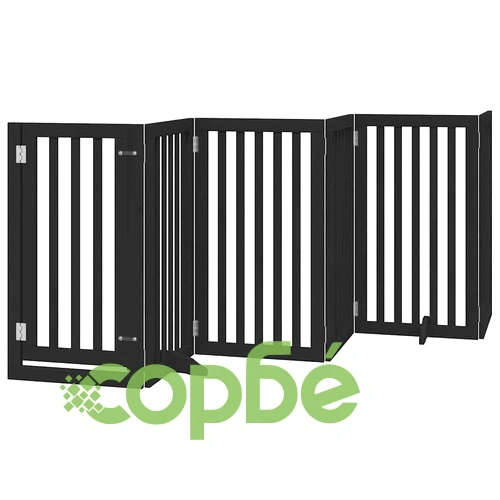 Сгъваема преграда за куче с врата 15 панела черна 750 см топола ➤ топ цена ➤ sorbe.bg