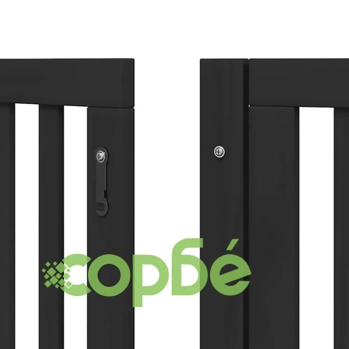 Сгъваема преграда за куче с врата 15 панела черна 750 см топола ➤ топ цена ➤ sorbe.bg