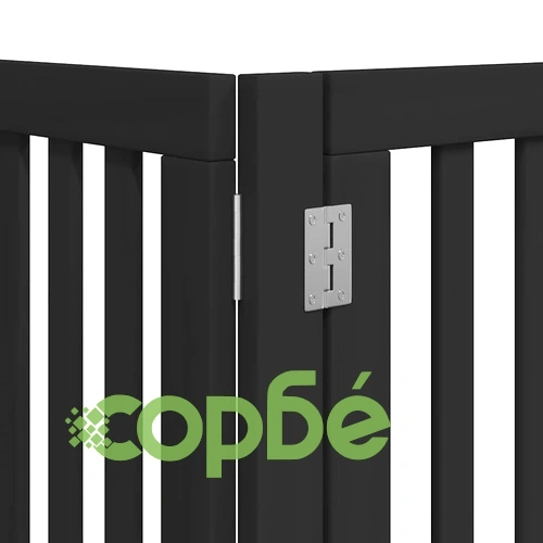 Сгъваема преграда за куче с врата 15 панела черна 750 см топола ➤ топ цена ➤ sorbe.bg