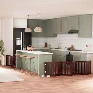 Сгъваема преграда за куче с врата 9 панела кафява 450 см топола