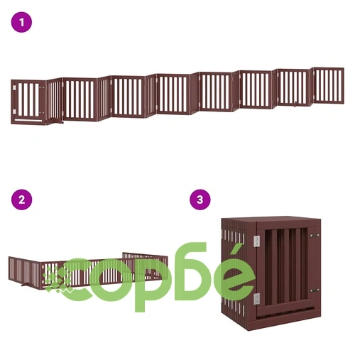 Сгъваема преграда за куче с врата 15 панела кафяв 750 см топола ➤ топ цена ➤ sorbe.bg