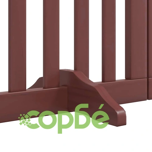 Сгъваема преграда за куче с врата 15 панела кафяв 750 см топола ➤ топ цена ➤ sorbe.bg