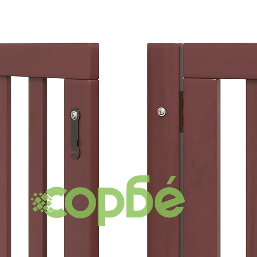 Сгъваема преграда за куче с врата 12 панела кафяв 600 см топола ➤ топ цена ➤ sorbe.bg