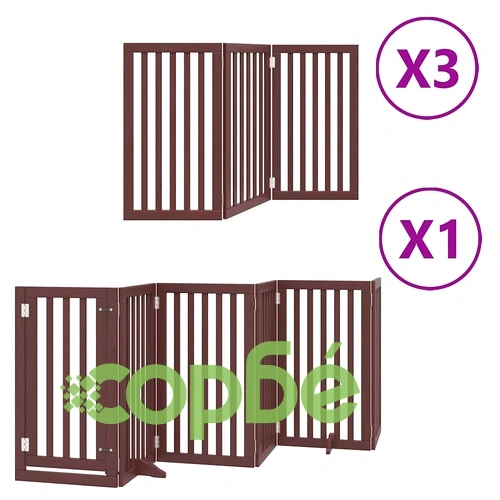 Сгъваема преграда за куче с врата 15 панела кафяв 750 см топола ➤ топ цена ➤ sorbe.bg
