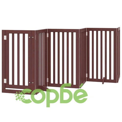 Сгъваема преграда за куче с врата 15 панела кафяв 750 см топола ➤ топ цена ➤ sorbe.bg