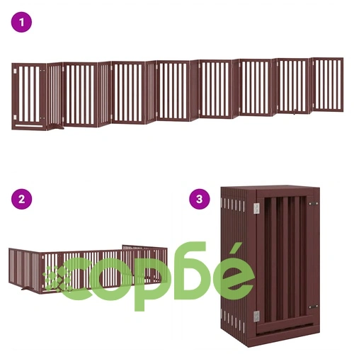 Сгъваема преграда за куче с врата 15 панела кафяв 750 см топола ➤ топ цена ➤ sorbe.bg