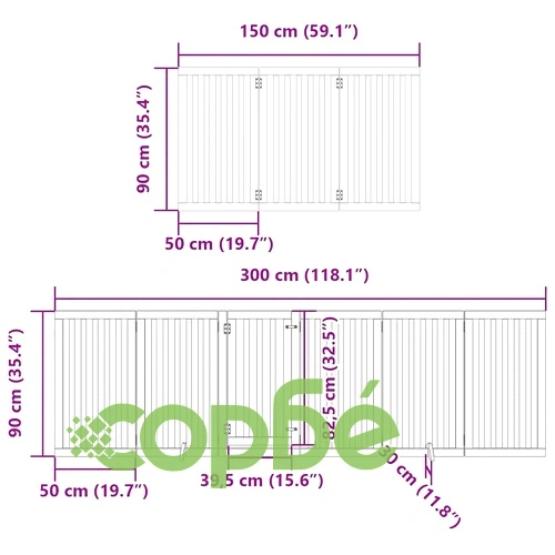 Сгъваема преграда за куче с врата 15 панела кафяв 750 см топола ➤ топ цена ➤ sorbe.bg