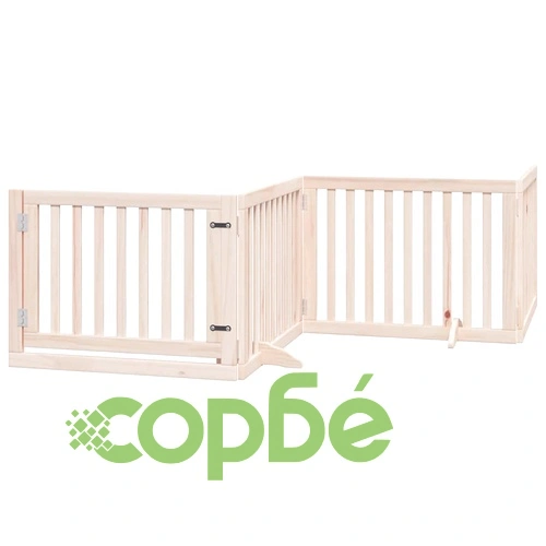 Сгъваема преграда за кучета с врата 8 панела 640 см топола ➤ топ цена ➤ sorbe.bg