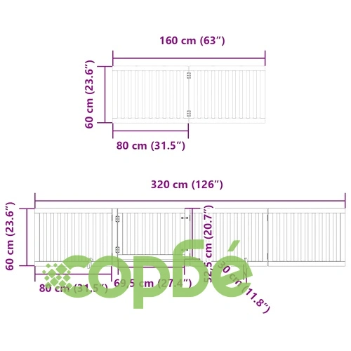 Сгъваема преграда за кучета с врата 8 панела 640 см топола ➤ топ цена ➤ sorbe.bg