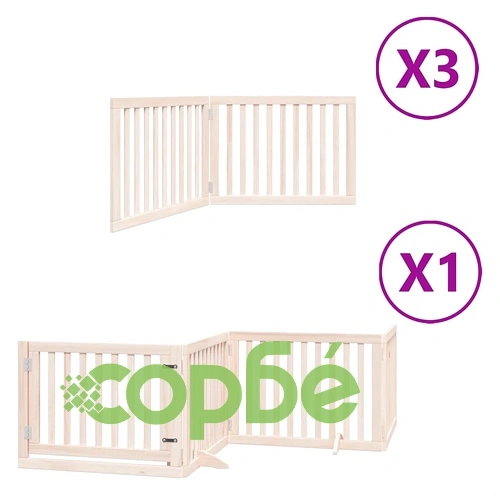 Сгъваема преграда за кучета с врата 10 панела 800 см топола ➤ топ цена ➤ sorbe.bg