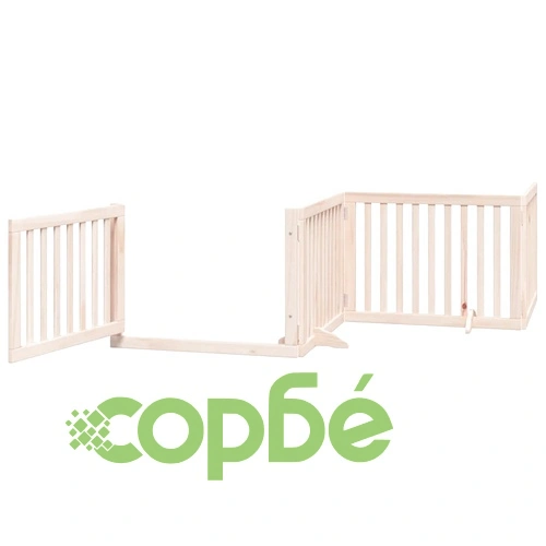 Сгъваема преграда за кучета с врата 12 панела 960 см топола ➤ топ цена ➤ sorbe.bg