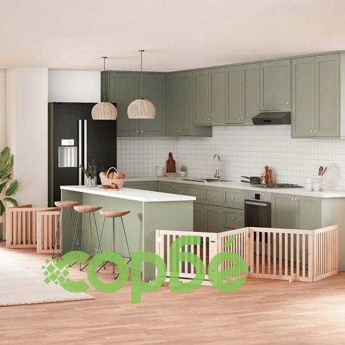 Сгъваема преграда за кучета с врата 12 панела 960 см топола ➤ топ цена ➤ sorbe.bg